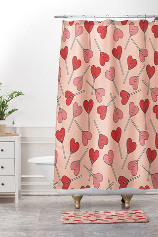 Cuss Yeah Designs Heart Lollipops Shower Curtain And Mat
