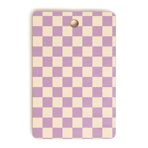 Cuss Yeah Designs Lavender Checker Pattern Cutting Board Rectangle