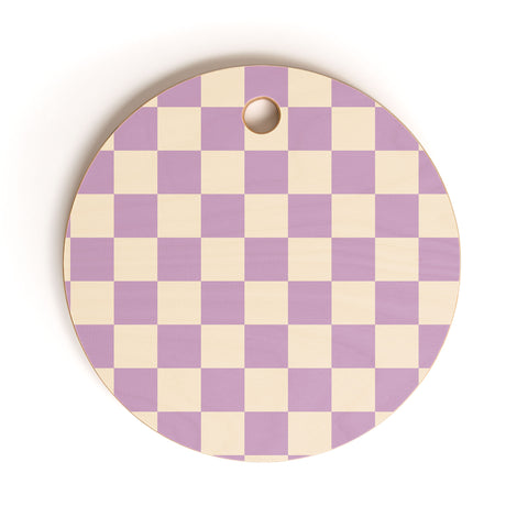 Cuss Yeah Designs Lavender Checker Pattern Cutting Board Round