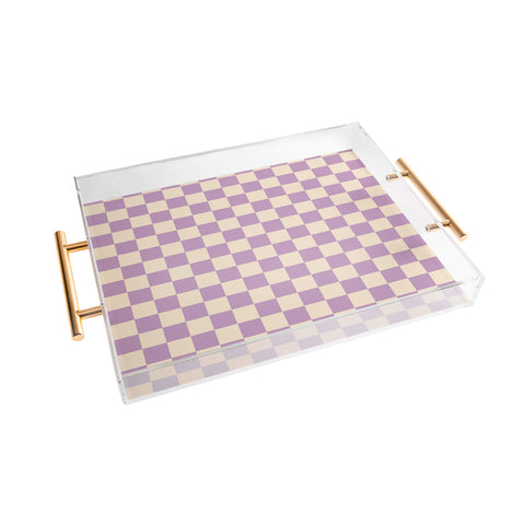 Cuss Yeah Designs Lavender Checker Pattern Acrylic Tray
