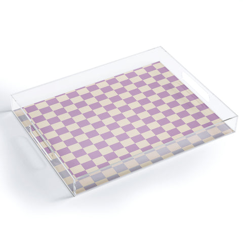 Cuss Yeah Designs Lavender Checker Pattern Acrylic Tray