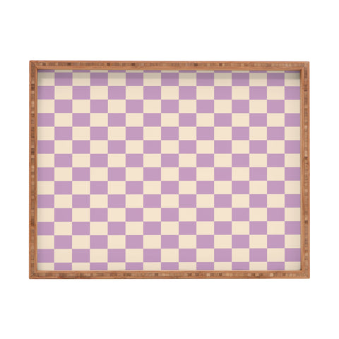 Cuss Yeah Designs Lavender Checker Pattern Rectangular Tray