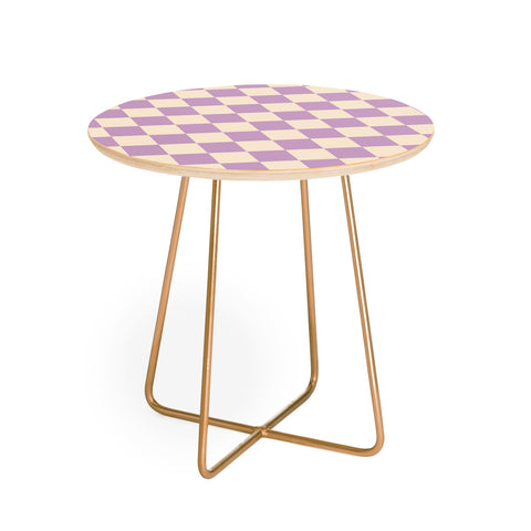 Cuss Yeah Designs Lavender Checker Pattern Round Side Table