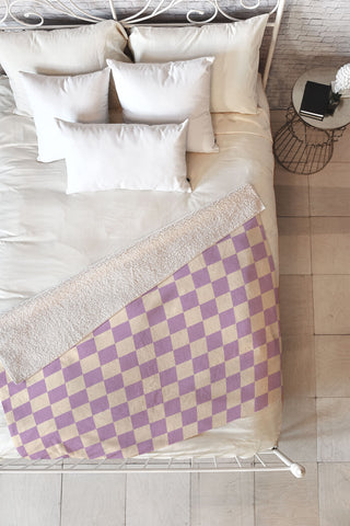 Cuss Yeah Designs Lavender Checker Pattern Fleece Throw Blanket