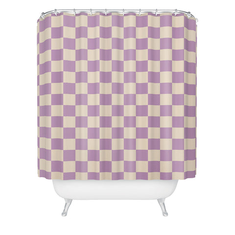 Cuss Yeah Designs Lavender Checker Pattern Shower Curtain
