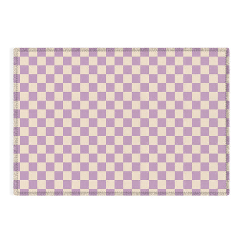 Cuss Yeah Designs Lavender Checker Pattern Outdoor Rug