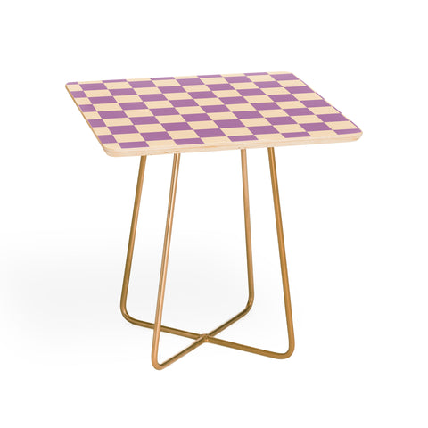 Cuss Yeah Designs Lavender Checker Pattern Side Table