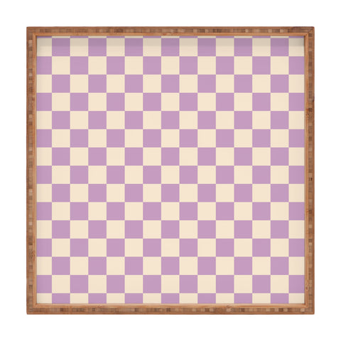 Cuss Yeah Designs Lavender Checker Pattern Square Tray