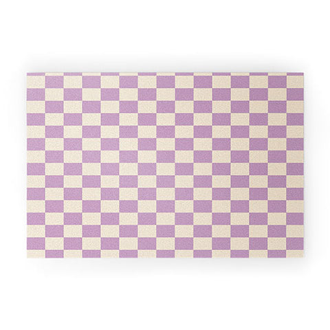 Cuss Yeah Designs Lavender Checker Pattern Welcome Mat