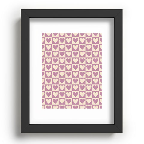 Cuss Yeah Designs Lavender Checkered Hearts Recessed Framing Rectangle