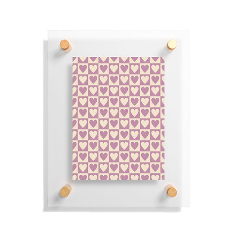 Cuss Yeah Designs Lavender Checkered Hearts Floating Acrylic Print