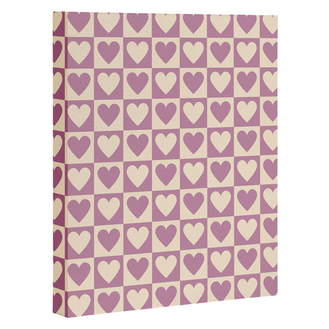 Cuss Yeah Designs Lavender Checkered Hearts Art Canvas