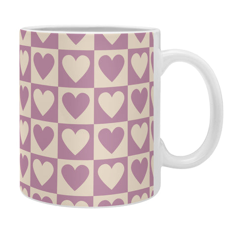Cuss Yeah Designs Lavender Checkered Hearts Coffee Mug
