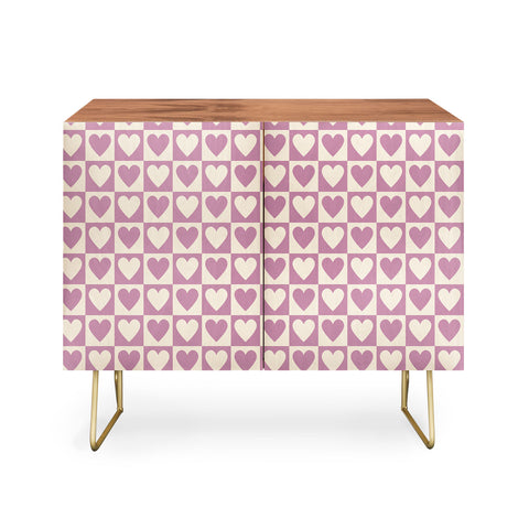 Cuss Yeah Designs Lavender Checkered Hearts Credenza