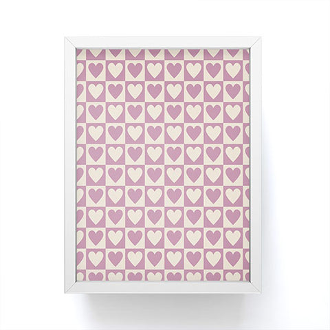 Cuss Yeah Designs Lavender Checkered Hearts Framed Mini Art Print