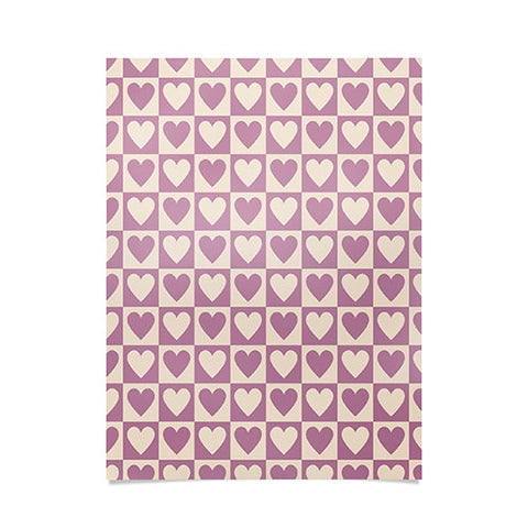Cuss Yeah Designs Lavender Checkered Hearts Poster
