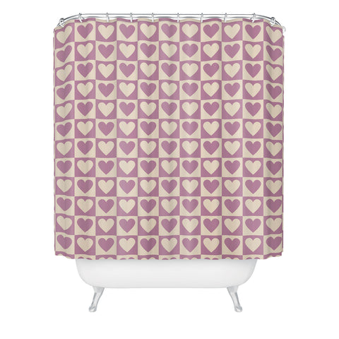 Cuss Yeah Designs Lavender Checkered Hearts Shower Curtain