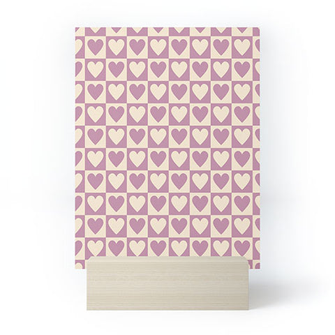 Cuss Yeah Designs Lavender Checkered Hearts Mini Art Print