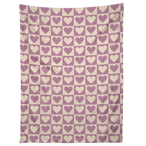 Cuss Yeah Designs Lavender Checkered Hearts Tapestry