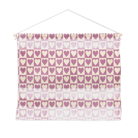 Cuss Yeah Designs Lavender Checkered Hearts Wall Hanging Landscape