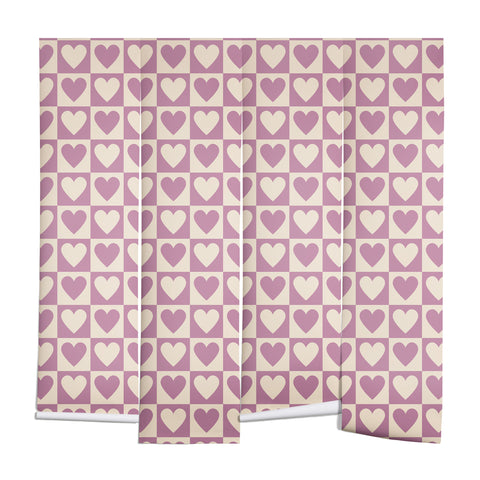 Cuss Yeah Designs Lavender Checkered Hearts Wall Mural