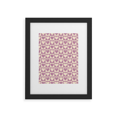 Cuss Yeah Designs Lavender Checkered Hearts Framed Art Print