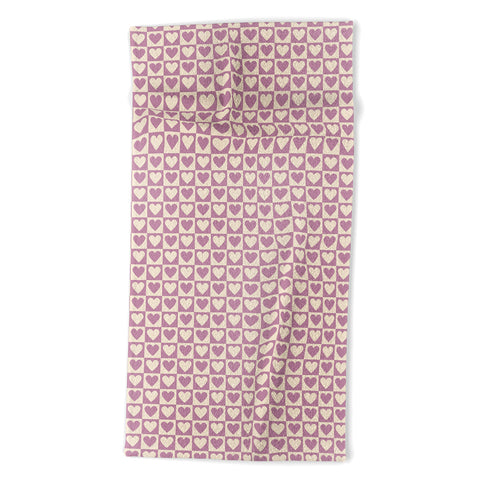 Cuss Yeah Designs Lavender Checkered Hearts Beach Towel