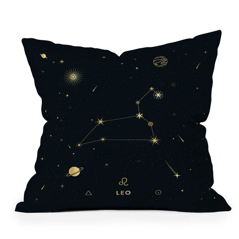 Cuss Yeah Designs Leo Constellation in Gold Outdoor Throw Pillow