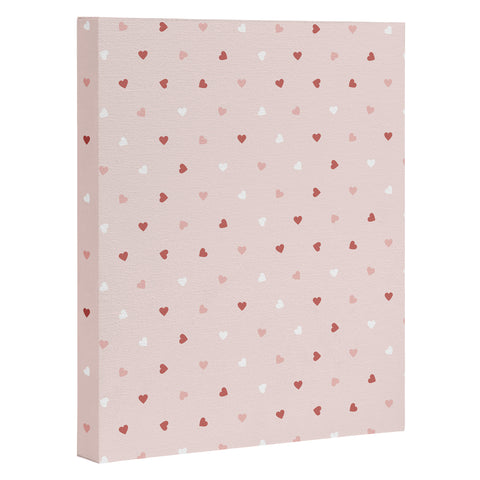 Cuss Yeah Designs Mini Red Pink and White Hearts Art Canvas