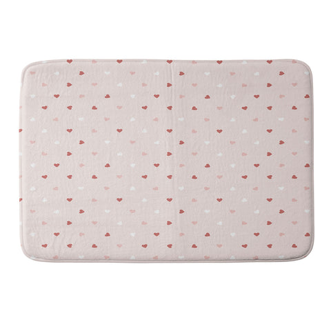 Cuss Yeah Designs Mini Red Pink and White Hearts Memory Foam Bath Mat