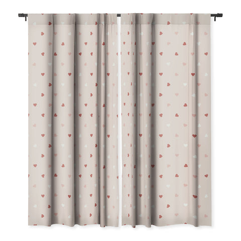 Cuss Yeah Designs Mini Red Pink and White Hearts Blackout Window Curtain
