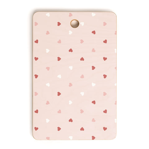 Cuss Yeah Designs Mini Red Pink and White Hearts Cutting Board Rectangle