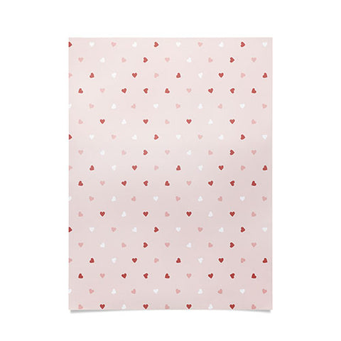 Cuss Yeah Designs Mini Red Pink and White Hearts Poster
