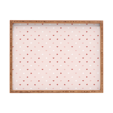 Cuss Yeah Designs Mini Red Pink and White Hearts Rectangular Tray