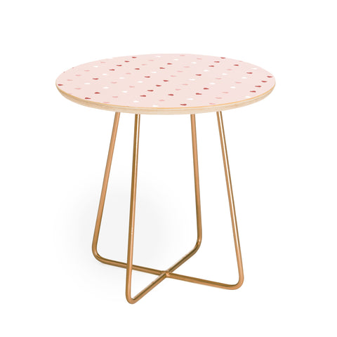 Cuss Yeah Designs Mini Red Pink and White Hearts Round Side Table