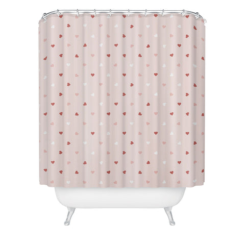 Cuss Yeah Designs Mini Red Pink and White Hearts Shower Curtain