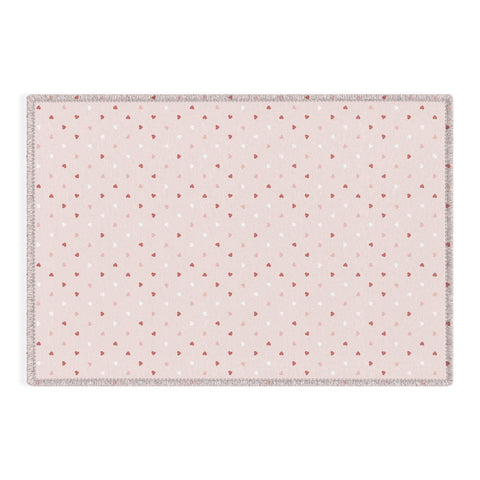 Cuss Yeah Designs Mini Red Pink and White Hearts Outdoor Rug
