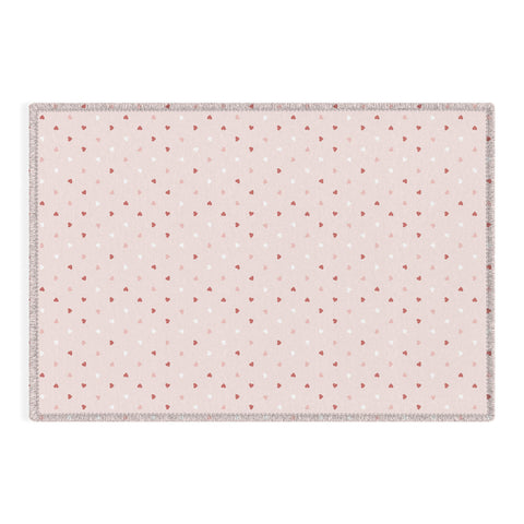 Cuss Yeah Designs Mini Red Pink and White Hearts Outdoor Rug