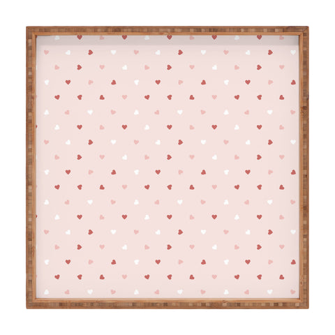Cuss Yeah Designs Mini Red Pink and White Hearts Square Tray
