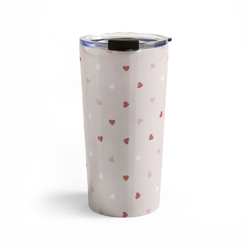 Cuss Yeah Designs Mini Red Pink and White Hearts Travel Mug