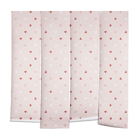 Cuss Yeah Designs Mini Red Pink and White Hearts Wall Mural