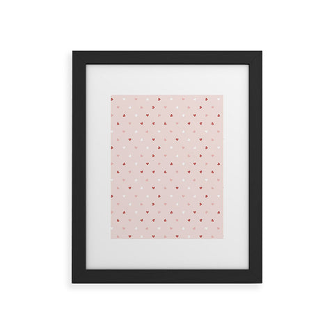 Cuss Yeah Designs Mini Red Pink and White Hearts Framed Art Print
