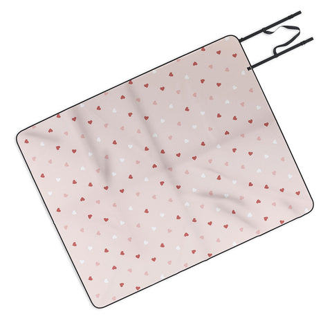 Cuss Yeah Designs Mini Red Pink and White Hearts Picnic Blanket