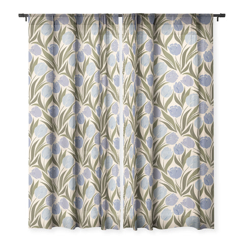 Cuss Yeah Designs Periwinkle Tulip Field Sheer Window Curtain