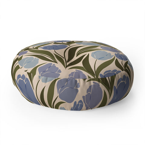 Cuss Yeah Designs Periwinkle Tulip Field Floor Pillow Round