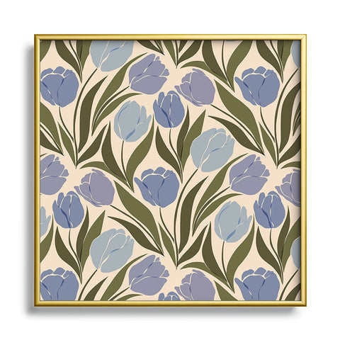 Cuss Yeah Designs Periwinkle Tulip Field Square Metal Framed Art Print