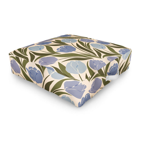 Cuss Yeah Designs Periwinkle Tulip Field Outdoor Floor Cushion