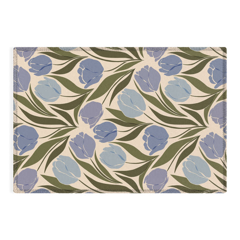Cuss Yeah Designs Periwinkle Tulip Field Outdoor Rug