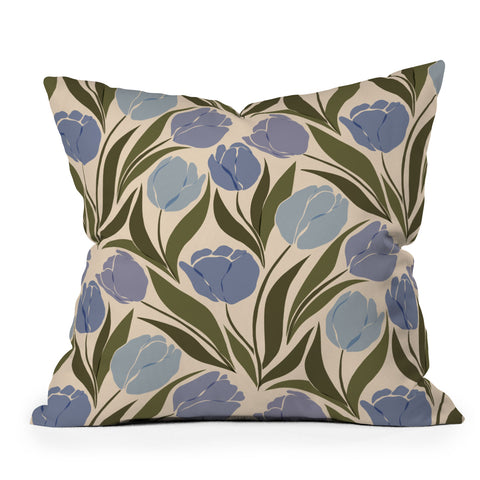 Cuss Yeah Designs Periwinkle Tulip Field Throw Pillow