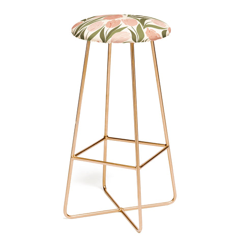 Cuss Yeah Designs Pink Tulip Field Bar Stool
